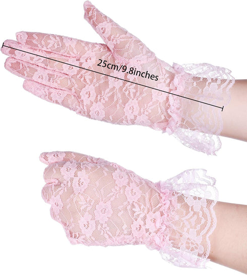 SATINIOR Ladies Lace Gloves for Women Tea Party Gloves Elegant Short Gloves Courtesy Gloves for Wedding Dinner Opera Parties...
